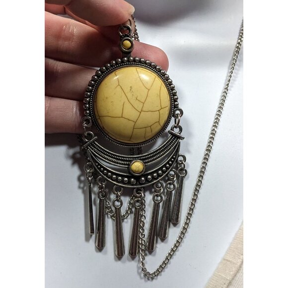 Paparazzi Bohemian Yellow And Silver Tone Pendant Necklace - Picture 7 of 9